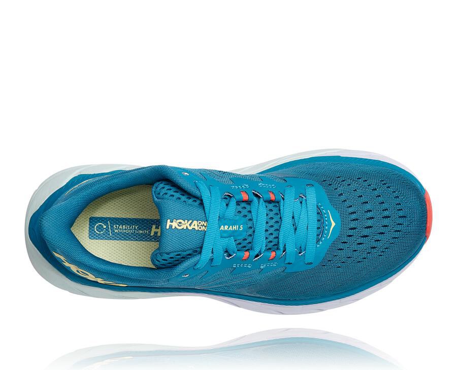 Hoka One One Hardloopschoenen Dames - Arahi 5 - Blauw/Wit - UK9623518